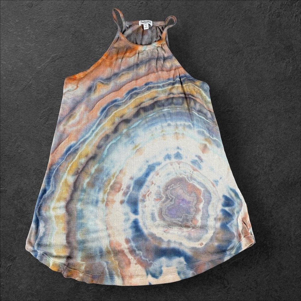 Tie Dye Ribbed Tank Top Geode Smallโ Boho Festival Summer Custom Splendid Cotton